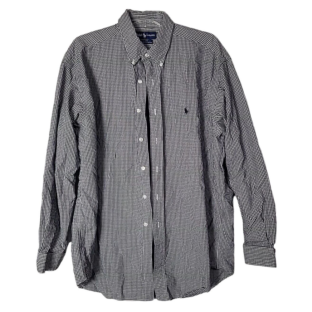 Ralph Lauren Blake Black Gingham‎ Cowboy Western Button Down Shirt Men's Size XL